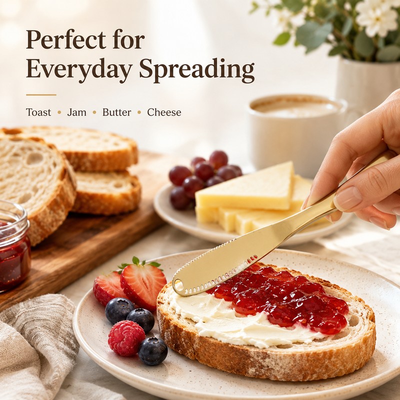 Stainless Steel Butter Spreader Knife for Toast – Multi-Use Jam,