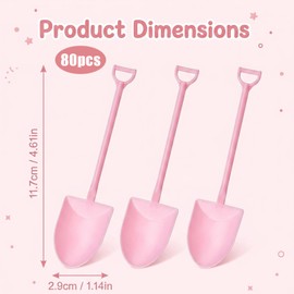 80Pcs Mini Shovel Spoons, Shovel Spoons for Desserts, Pink Plastic Spoons, Family or Party Use Disposable Plastic Mini Shovels for Dessert, Yogurt, Fruit and Snacks