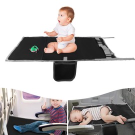 Kids Airplane Seat Extender Travel Bed, Toddler Airplane Bed with Side Pocket, Portable Long Trip Kid Seats Footrest, Toddler Airplane Travel Essentials, Black