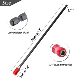 Saipor 12inch Drill Bit Extension 1/4 Hex Shank Quick Release Magnetic Screwdriver Bit Holder Drill Bit Extender for Impact Driver, Extension Rod Work for 1/4-Inch Drive Bits