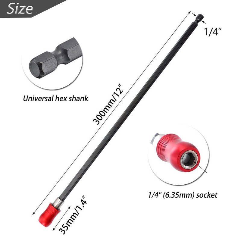 Saipor 12inch Drill Bit Extension 1/4 Hex Shank Quick Release