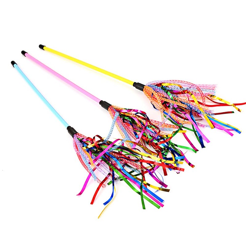 IUHKBH Tinsel Cat Wands, 3 PCS Shiny Teaser Wands Interactive