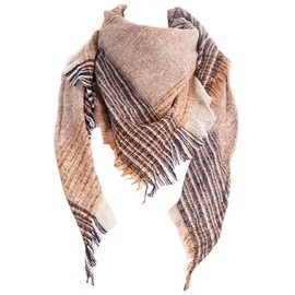 Wander Agio Womens Warm Scarf Triangle Shawls Scarves Stripe Plaid Fichu Rough Big Plaid Brown 26