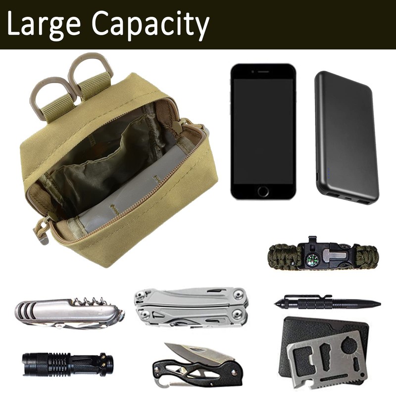 2 Pack Molle Pouches, Utility Pouch Small Water-Resistant Tactical Compact