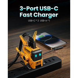 G GravaStar - GravaStar Cargador USB C de 65 W, Bloque de Cargador rápido GAN Robot Alpha65, Adaptador de Corriente rápido de 3 Puertos, Cargador USB C de Pared Compacto Plegable (Amarillo)