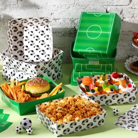 Teling 36 Pack Soccer Theme Party Supplies 5 lb Soccer Plates Food Trays Nacho Boats Large Paper Food Boats Nacho Trays Disposable Serving Snack Tray for Soccer Birthday Decorations Favors