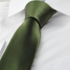 KissTies Mens Silk Olive Green Tie Solid Satin Wedding Necktie