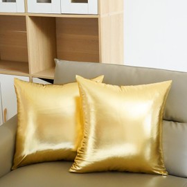 Poise3EHome Gold Throw Pillow Covers,Pack of 2 18x18 inch Shiny and Luxury Decorative Throw Pillow Cases for Sofa Couch Home Decoration