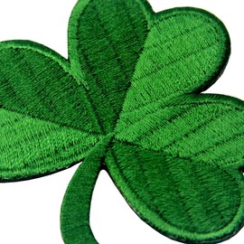 EmbTao Irish Clover Dark Green Embroidered Emblem Lucky Shamrock Iron On Sew On Ireland Patch
