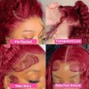 KRKRYQ 99J Burgundy 13x6 Lace Front Wigs Human Hair 28