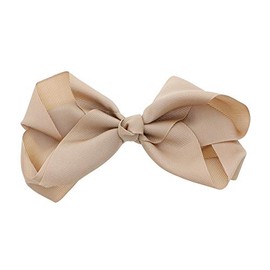 5.5 Inch Grosgrain Hair Bow Clip For Woman And Girls (Beige)