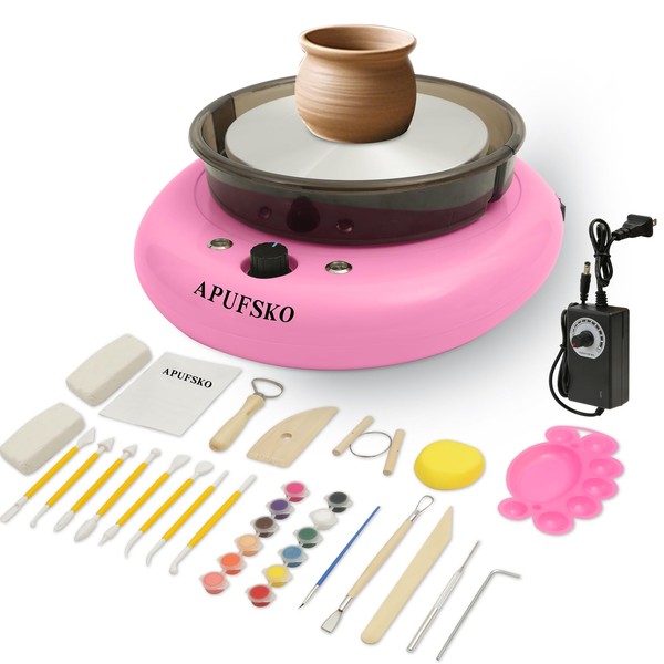 APUFSKO Mini Pottery Wheel Machine for Kids and Beginners, Adjustable