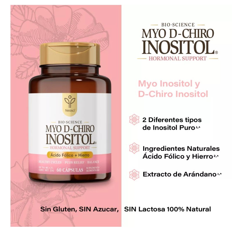 Naturelab Myoinositol Y D-chiro 60 Caps Neosci® Sabor Sin sabor