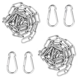 Stainless Steel Chain, Stainless Steel Chain, Sold by the Metre 1 m Diameter 3 mm Metal Chain Link Chain Sold by the Metre 304 Stainless Steel Chain with 4 Carabiner Chains for Hanging Chair Extension