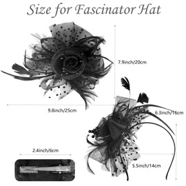 YOFOBU 2 Pack Fascinator Hats for Women Tea Party Kentucky Derby Hats Mesh Flower Feathers Headbands and Clips