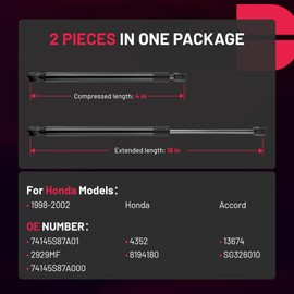 BDFHYK 74145S87A01 18.31in/82.02Lbs (365N) Hood Struts Lift Supports Car Hood Holder Gas Spring Compatible with Honda Accord 1998-2002 2.3L 3.0L, Set of 2