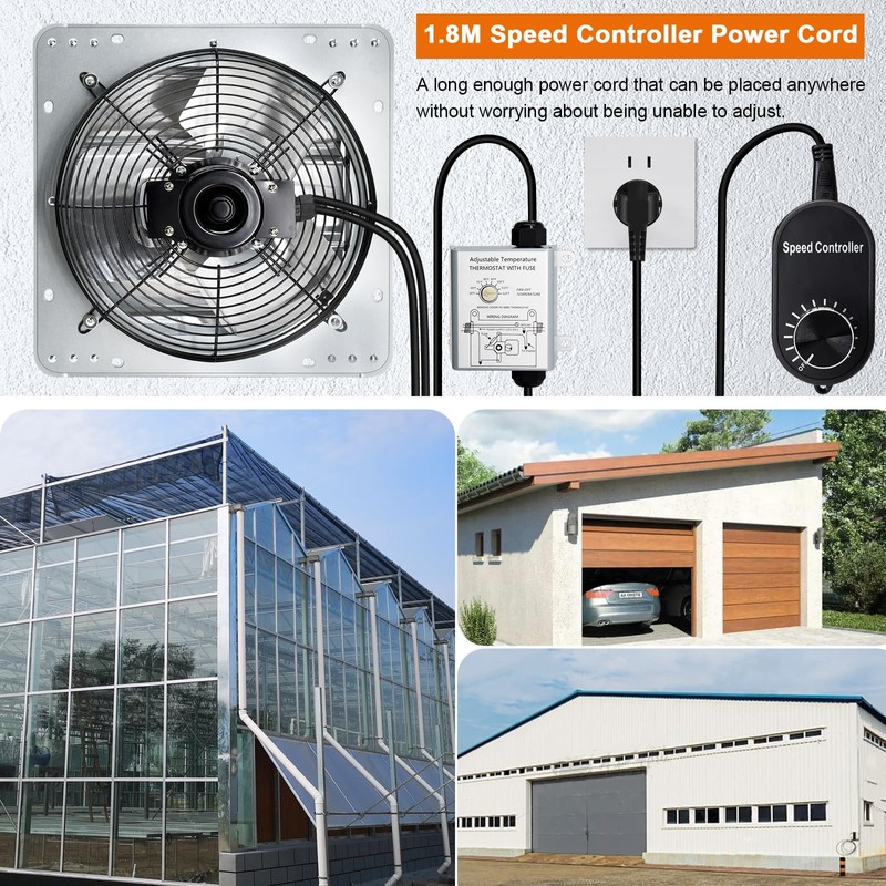 Hiorucet 12 Inch Wall Mounted Shutter Exhaust Fan for Garage,
