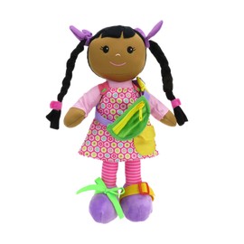 linzy Toys 16" Dark Skin Educational Doll/Adorable Plush Doll Comes with a Removable Outfit Packed with Closures-Perfect for Testing a Little One's Problem Solving and Motor Skills