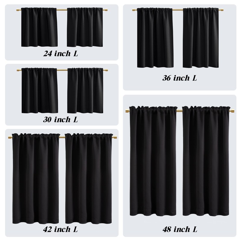Extra Wide Blackout Curtains for Small Bedroom Windows, 2 Panels
