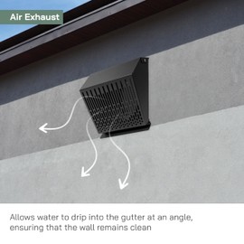 Vent Systems 6" Inch Exhaust Vent Cover with Rubber Gasket - Graphite Black Galvanized Steel - Robust Weatherproof Outdoor Air Exhaust Box - Duct or Surface Mounting - Rain and Snow Protection