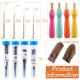 50 Pcs Needle Felting Tool Kits.Needle Felting Needles,Needle Felting Finger Protectors,4 Sizes Felting Needles with Colored Wood Handles,Needle Felting Kit for Beginners