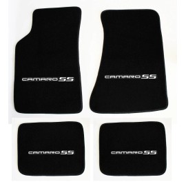 AFM NEW BLACK Floor Mats 1967-1969 Camaro Embroidered Logo SS Silver Logo On All 4