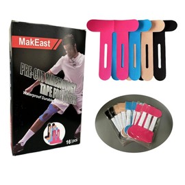 MakEast 16 ct Waterproof Kinesiology Tape for Knees, Precut Strips, Cotton, Elastic Kinesiology Athletic Tape Latex Free, Physio Tape Supports & Protects Knee, Combined