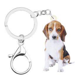 WEVENI Acrylic Cute Beagle Dog Keychain Accessories For Women Girls Bag Car Charms (Beagle B)