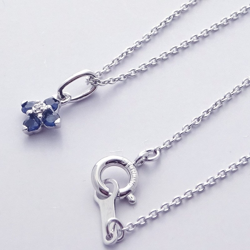 [You and My Jewelry Box] SV925 Natural Sapphire Clover Petite