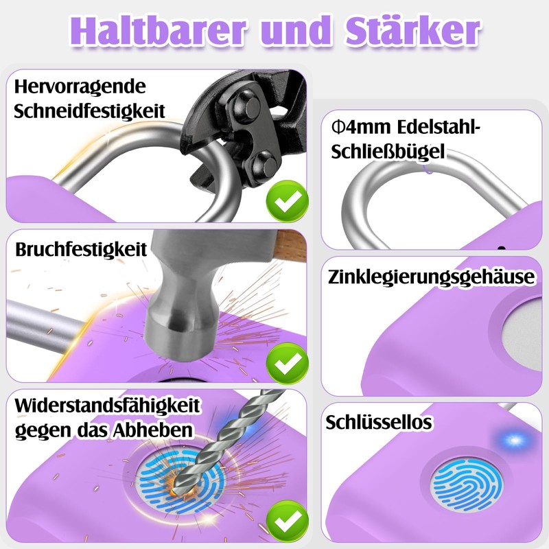 Anweller Fingerprint Padlock with Fingerprint Small for Gym, Office, Home,