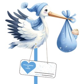 Stork Birth for Outdoors, Rattling Stork for Birth Outdoor, Welcome Baby, Wooden Stork for Birth, Baby Stork Girl, Baby Stork Birth, Stork and Baby, Stork Birth, Rattling Stork Wood (B, Blue)