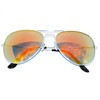 OWL Aviator Silver Metal Frame Sunglasses Full Mirror Lens Blue,