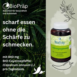 BioPr?p Biolog.Pr?p.Handelsges.m BioPr?p BIO Cayennepfeffer Kapseln | 180 Zellulose-Kapseln | vegan und BIO | produziert in Deutschland | zertifizierte Produktion