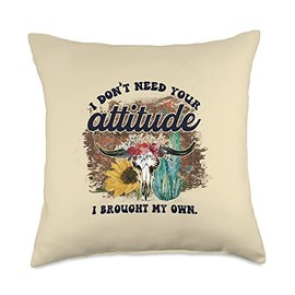I Don't Need Your Attitude, Funny Sarcastic Graphic Novelty Throw Pillow