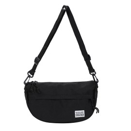 GRANVEL Men's Shoulder Bag, Casual, Nylon, Large Capacity, Lightweight, Crossbody, Black