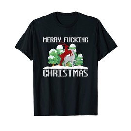 Merry Christmas Humour Offensive Ugly Sweater for Adults T-Shirt, black