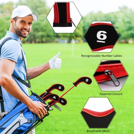 12 Pieces Golf Head Covers 3-9 Pw Aw Sw Lw Lw Waterproof Zippered Golf Club Head Covers Protective Cover Iron Head Covers Golf Clubs With Number Label Golf Golf Iron Head Covers Accessory