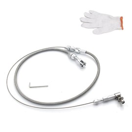 UHANBUT 36" Car Braided Throttle Cable Kit with Gloves, Adjustable Stainless Steel Fuel Line Gas Cable Kit with Aluminum Fitting & Ferrule, Universal Throttle Cables Replacement Set (36 Inch)