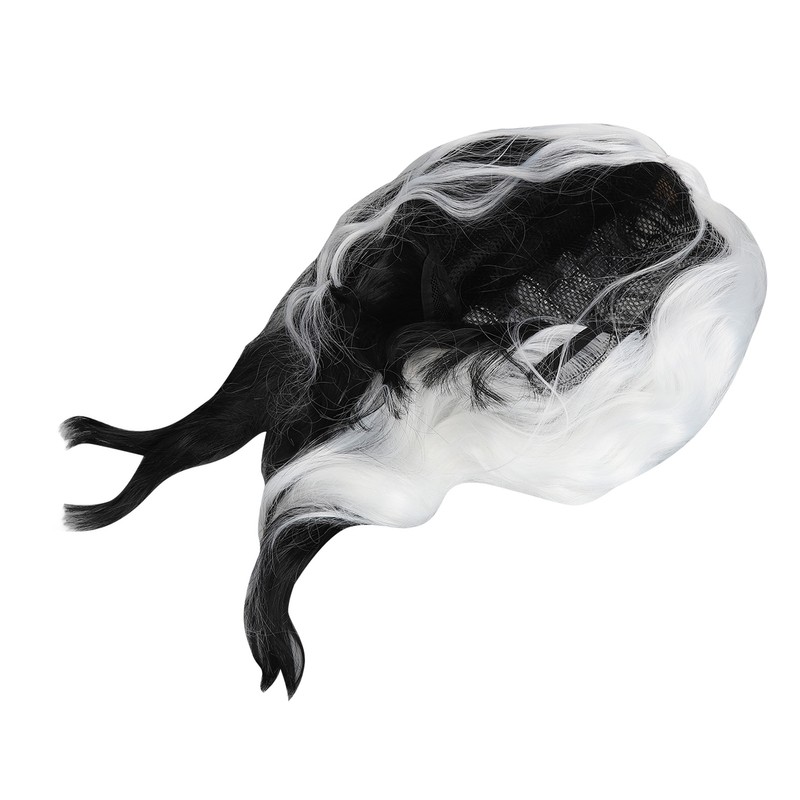Black and White Short Wavy Wig Women Cosplay Party Shoulder