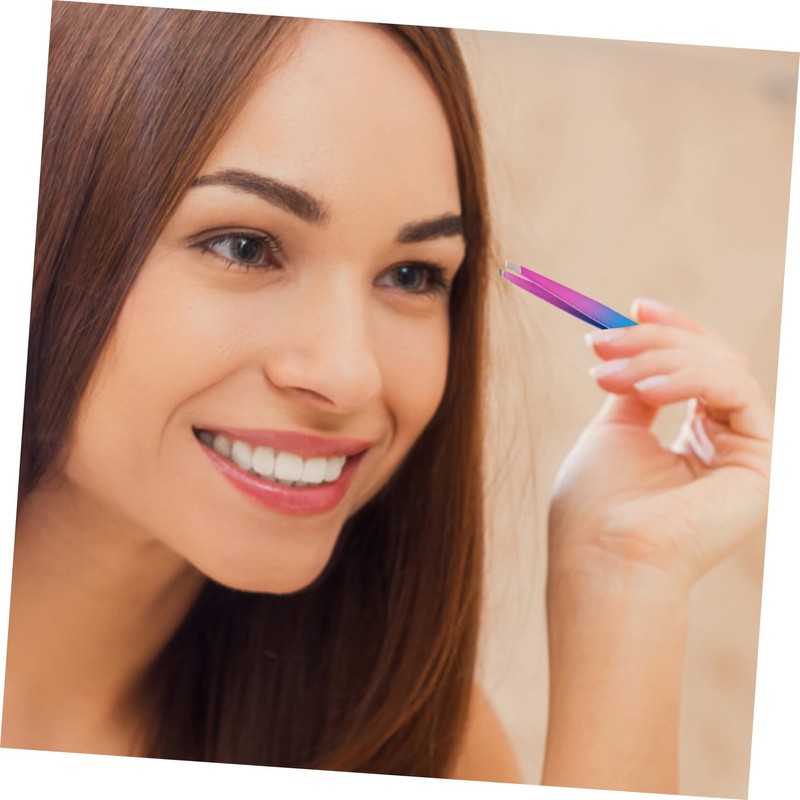 OHPHCALL Eyebrow Tweezer with Brush Travel Eyebrow Clamp Colorful Eyebrow