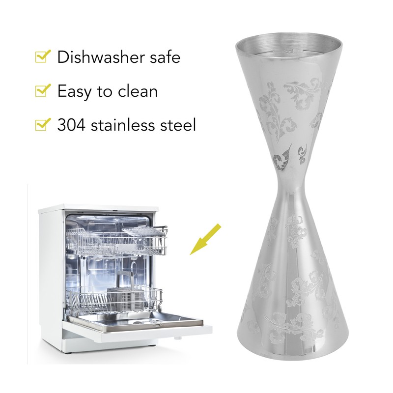 Jigger Stainless Steel Leaves Stripe Double Head Cocktail Bartending Jigger