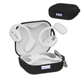 Nimuw [Front LED Visible] Case for TOZO OpenEgo with Keychain, Soft Silicone Shock-Absorbing Protective Visible Logo Cover for TOZO OpenEgo Wireless Earbuds Charging Case for Women Men (Black)