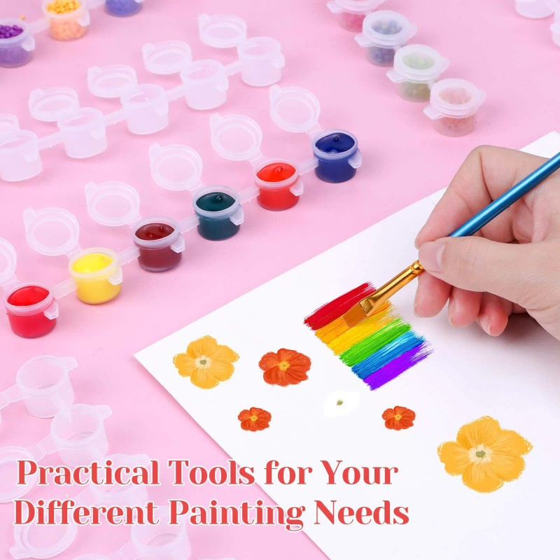 Caffox 240-Piece Empty Paint Pot, 40 Strips Acrylic Mini Paint
