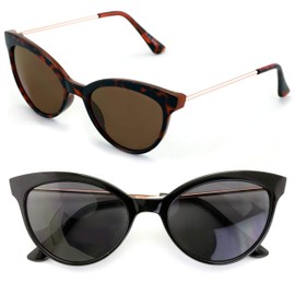 2 Pairs Women Outdoor Reading Sunglasses Full Tinted Reader Glasses Cateye Vintage Black Tortoise (1 Black 1 Tortoise, 2.25)