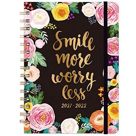 Academic Planner 2021-2022 - Weekly & Monthly Planner 2021-2022, 6.4" x 8.5", July 2021 - June 2022, Flexible Floral Hardcover with Strong Golden Binding, Elastic Closure, Coated Tabs, Inner Pocket