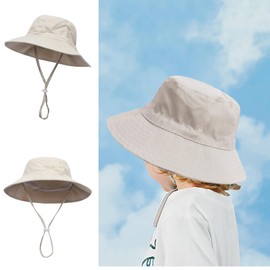 Asufegucd 2Pcs Parent-Child Sun Hat,UPF 50+ Toddler Bucket Hat for Mother&Baby Boys Girls Beach Hat (US, Age, 0 Months, 6 Months, Beige)