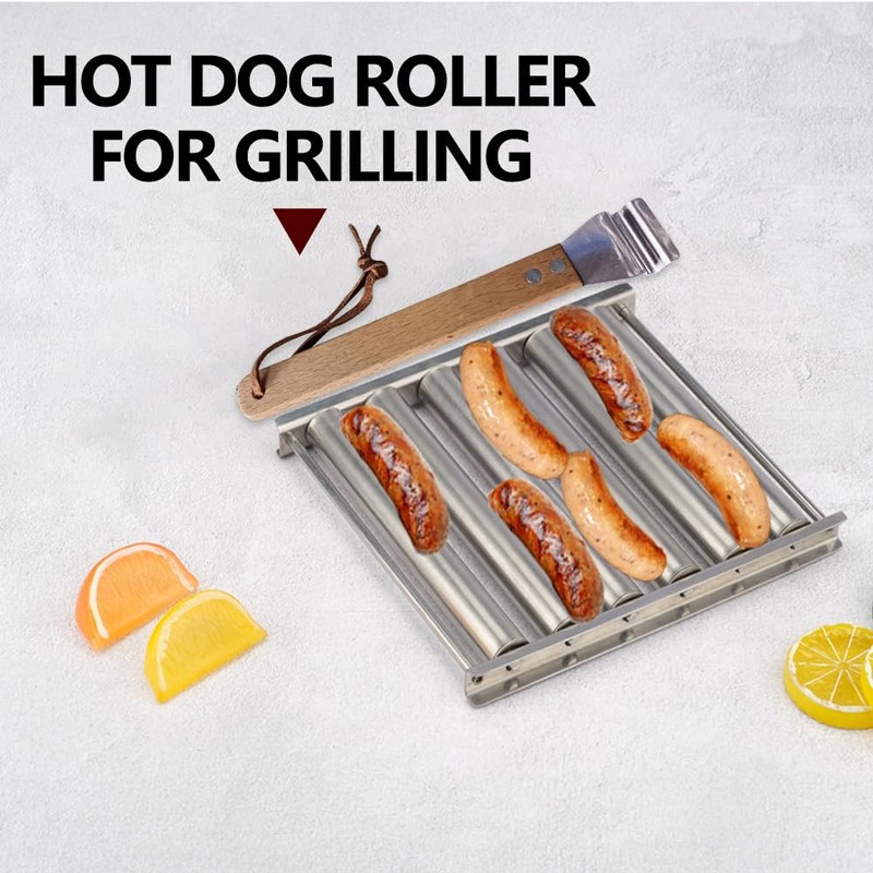 QKDS Hot Dog Sausage Roller Rack, Stainless Steel BBQ Hot