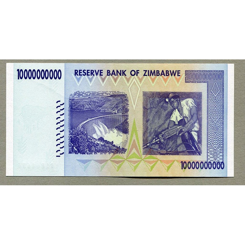 Simbabwe 10 Billion Dollar Banknote Bill Money Inflation Record Currency