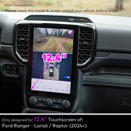 INNOSURE Tempered Glass Screen Protector for (2024/2025/2026) Ford Ranger Lariat/Raptor 12.4 Inch Navigation Infotainment Touchscreen [9H] [Anti Fingerprint] (HD Clear)