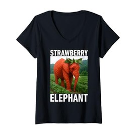 Womens Strawberry Elephant Italian Brainrot Meme Shirt for Kids V-Neck T-Shirt